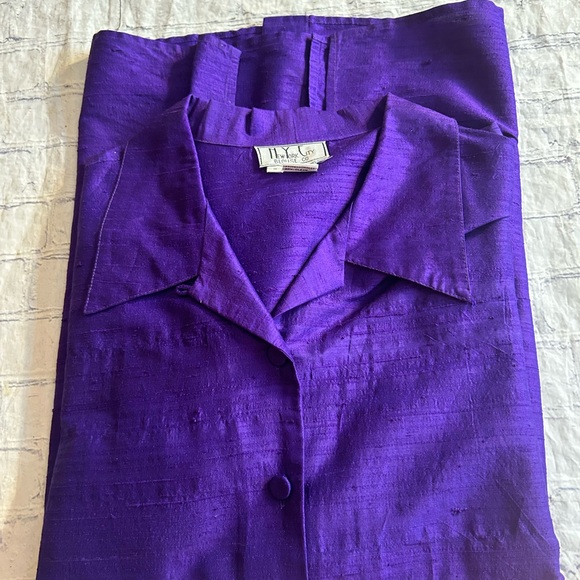 NEW YORK CITY BLOUSE CO 100% SILK PURPLE TUNIC LIKE SHIRT BLOUSE SIZE 1X - Picture 6 of 10